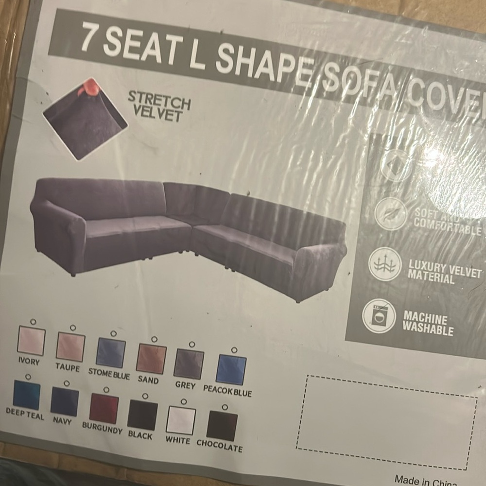 L Seat sectional grey sofa cover new in package